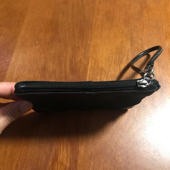 Coach Black Canvas Leather Signature C Wristlet Mini Pouch - Picture 4 of 12